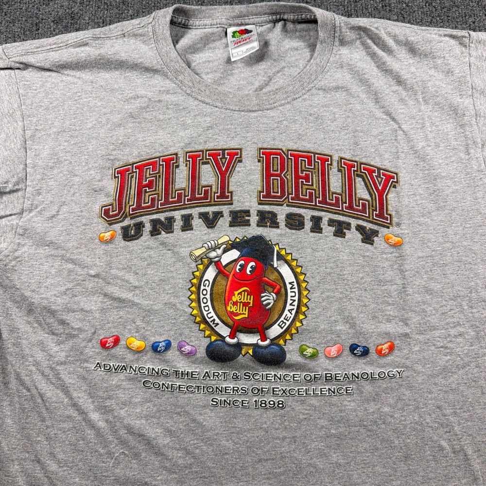 Vintage Jelly Belly University Shirt Men L Fruit of the Loom Grey Wisconsin - Picture 2 of 12